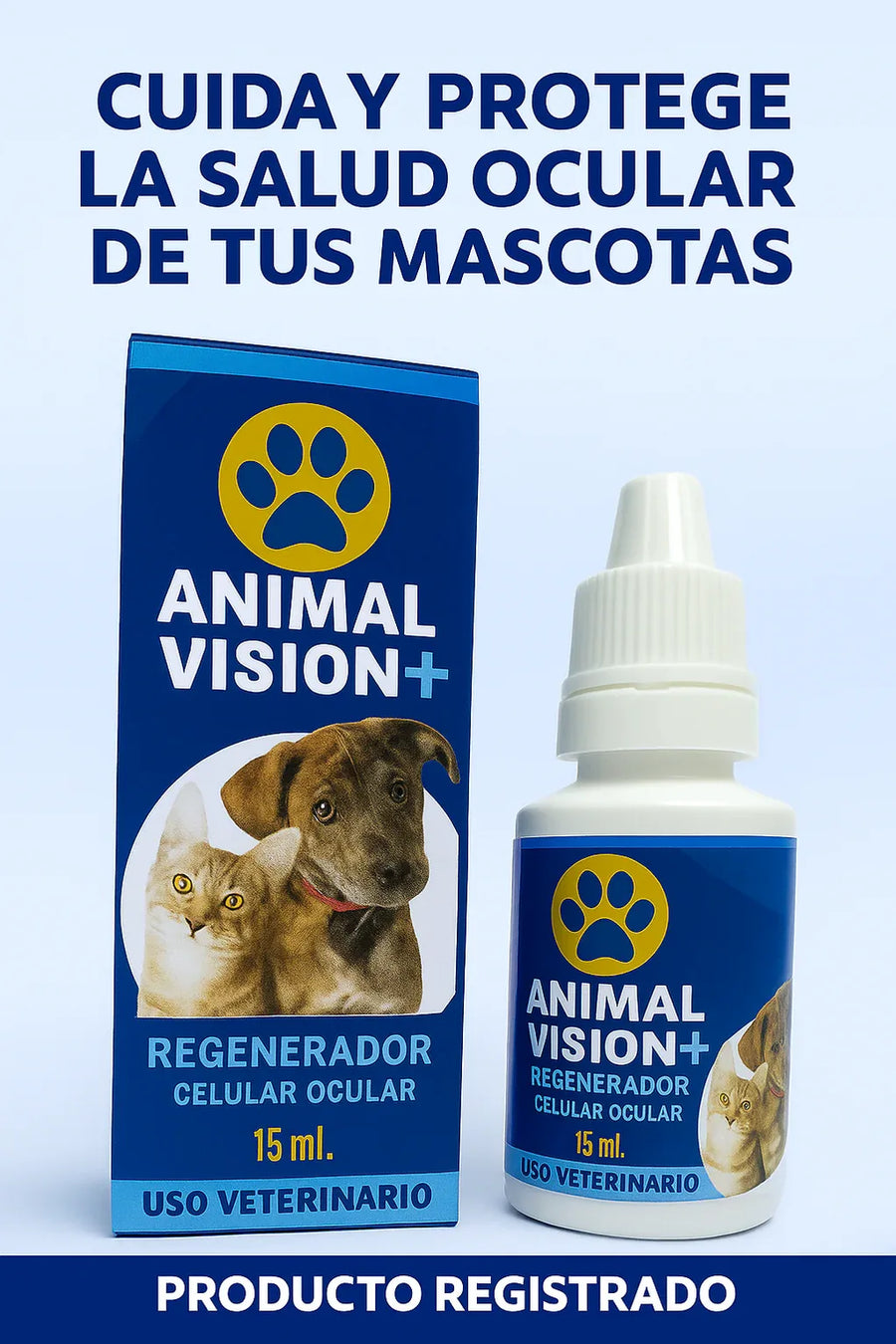 Caja y frasco de Animal Vision+ de 15 ml